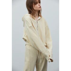 Source Unknown Cream Corduroy Zip Hoodie